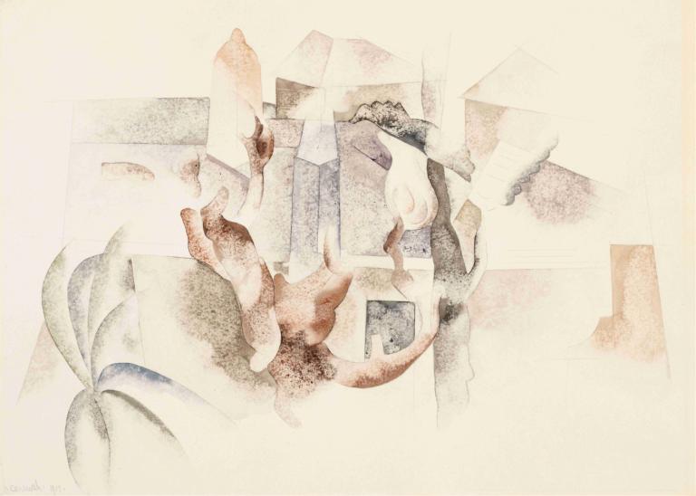 Bermuda Landscape No. 2,Bermudská krajina č. 2,Charles Demuth,Akvarel,Akvarel, sólo, list, rostlina