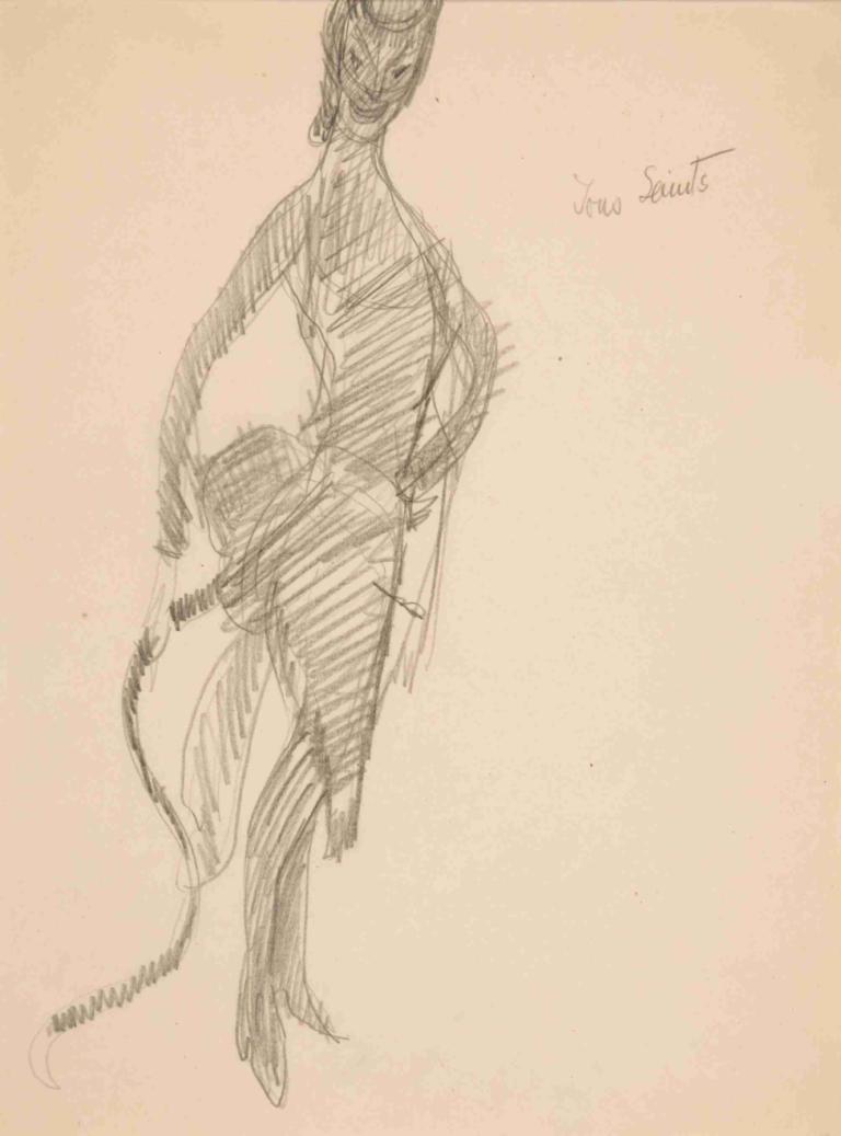 Costume Drawing; Devil As Lady,Risanje kostumov; hudič kot dama,Charles Demuth,Skica,Skica, enobarvno, solo