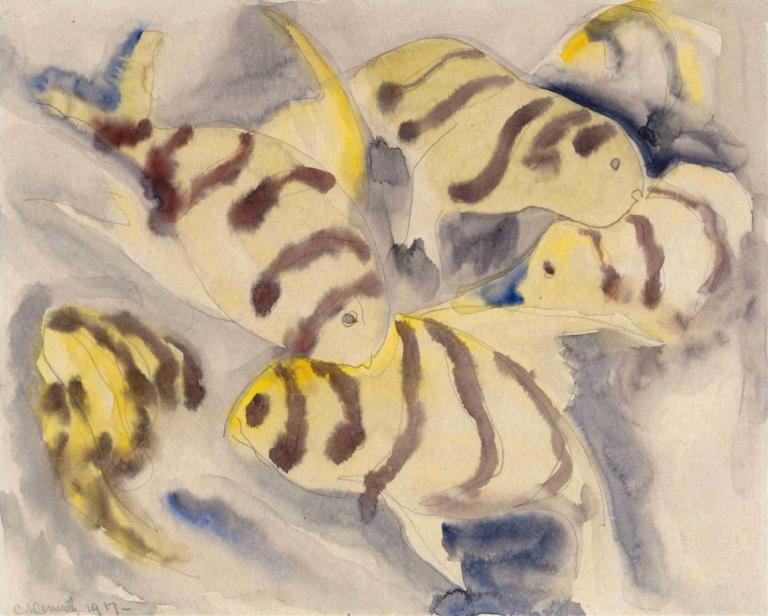 Fish Series, No. 3,Charles Demuth,Watercolor,Watercolor, no humans, traditional media, pokemon (creature)