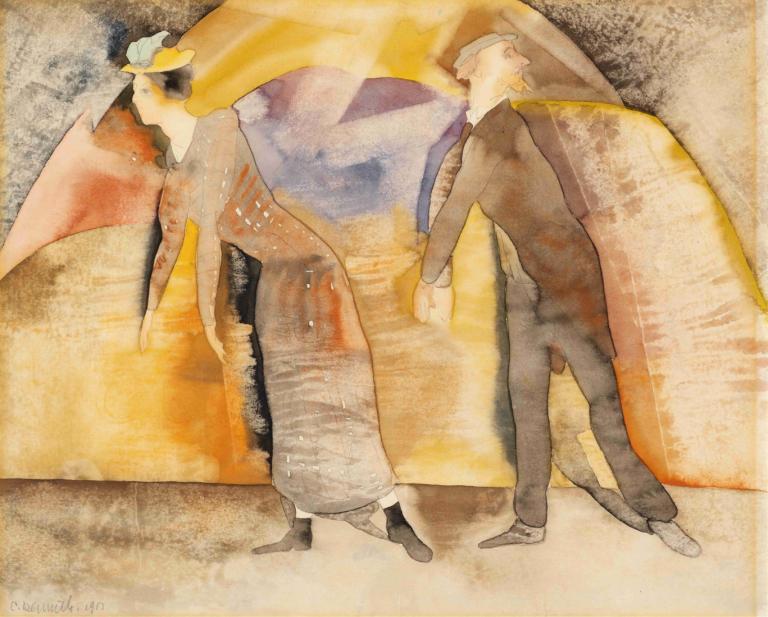 In Vaudeville,Woman and Man on Stage,I Vaudeville,Kvinna och man på scen,Charles Demuth,Akvarell,Akvarell