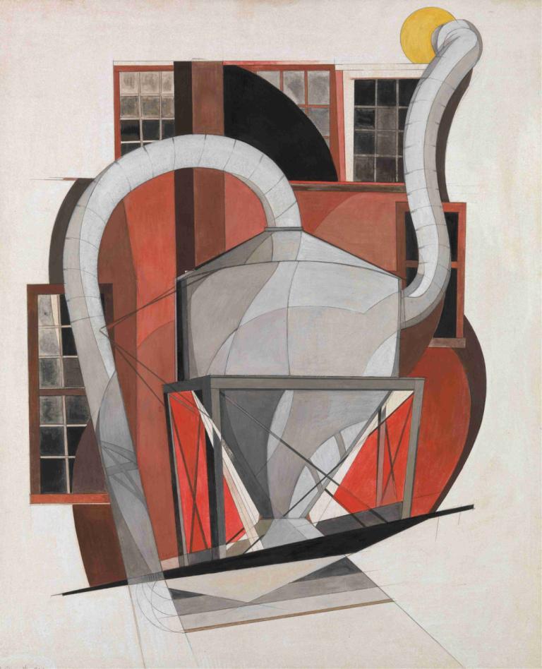 Machinery,기계,Charles Demuth,찰스 데무스,수채화,수채화, 인간은 없어, 창문, 전통 미디어, 회화 (중), 달