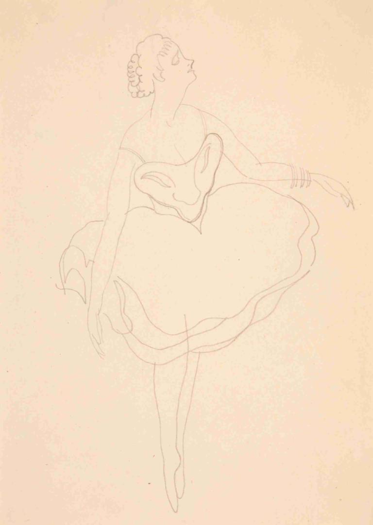 Study for 'Costume Sketch (Bal Masque)',衣装スケッチ（バル・マスク）」のための習作,Charles Demuth,チャールズ・デムース,スケッチ,スケッチ, 1女の子, ソロ