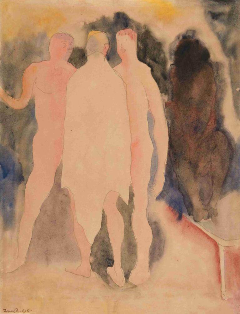 Turkish Bath,Bãi tắm Thổ Nhĩ Kỳ,Charles Demuth,Charles Demus.,Màu nước,Màu nước, nhiều chàng trai