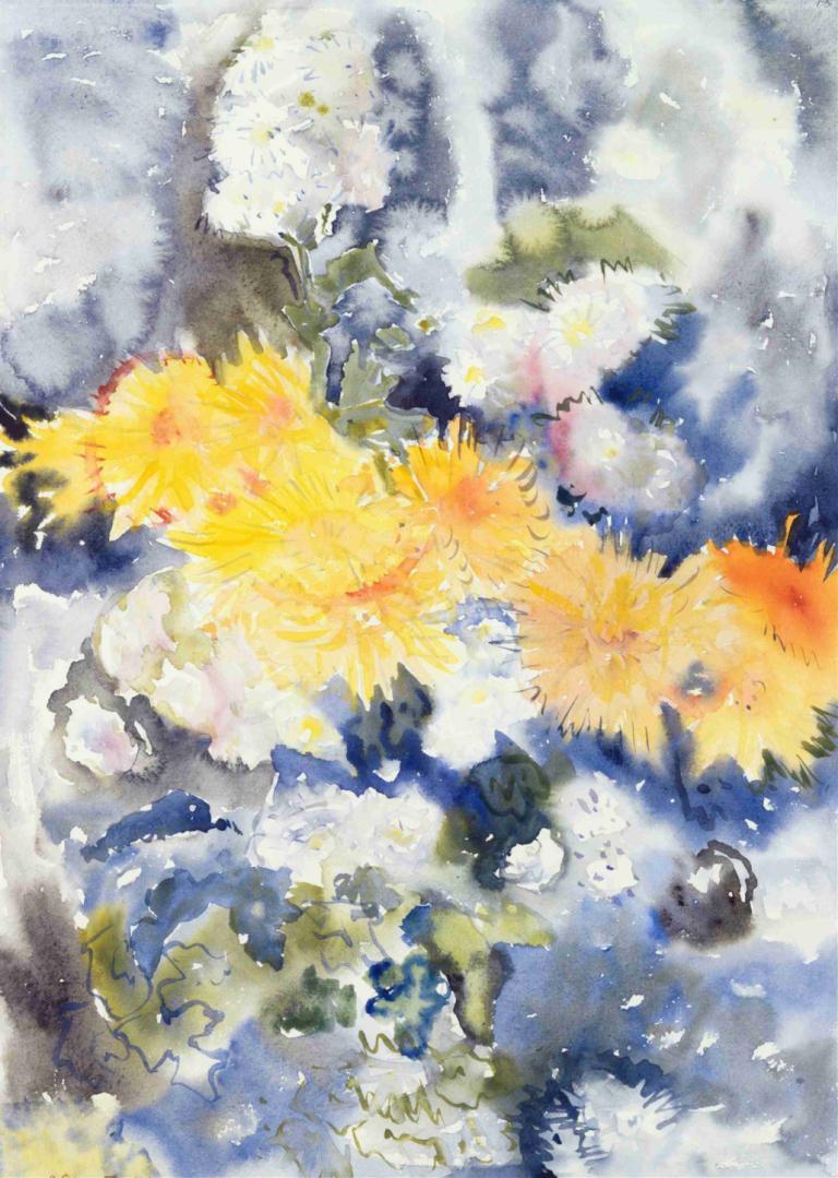 Yellow and Blue,黃色和藍色,Charles Demuth,查爾斯·德穆斯,水彩畫,水彩畫, 花, 繪畫（中）, 水彩（中）, 傳統媒體, 水, 獨奏, 白色的花, 風景, 戶外, 沒有人類