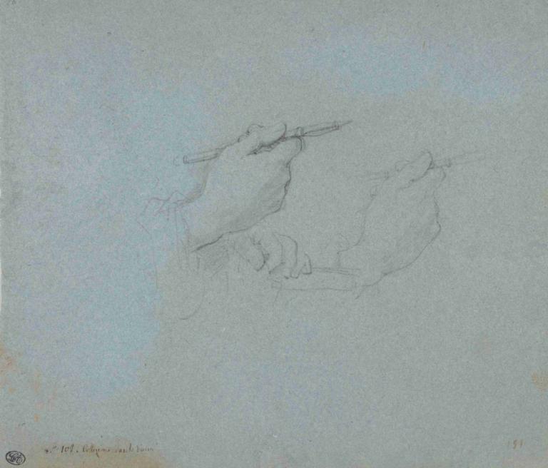 Study of Hands,手的研究,Charles-Joseph Natoire,查尔斯-约瑟夫-纳图雷,素描,素描, 单色, 传统媒体