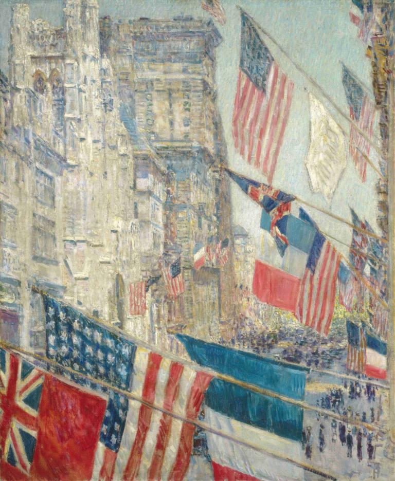 Allies Day,Childe Hassam,Oil Painting,Oil Painting, traditional media, union jack, flag, scenery