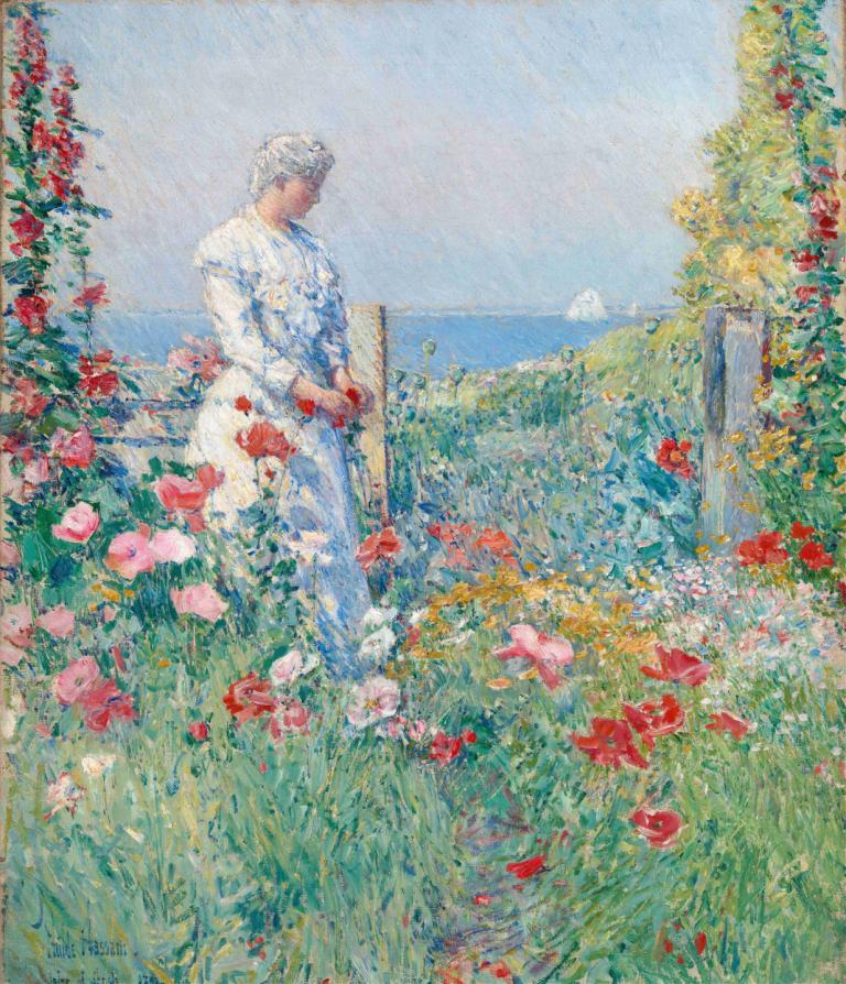 In the Garden (Celia Thaxter in Her Garden),Di Kebun (Celia Thaxter di Kebunnya),Childe Hassam