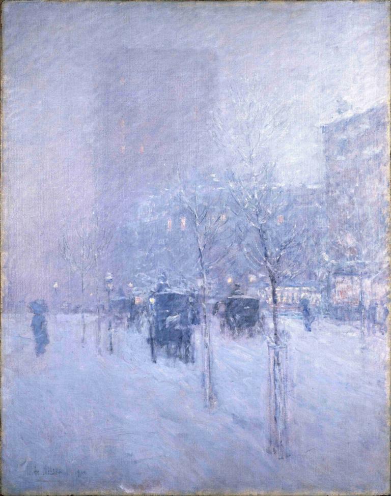 Late Afternoon, New York, Winter,Sore Hari, New York, Musim Dingin,Childe Hassam,Lukisan cat minyak