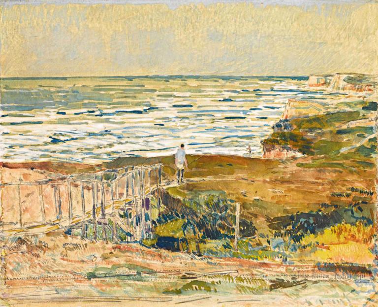 Montauk Fisherman,Nelayan Montauk,Childe Hassam,Lukisan cat minyak,Lukisan cat minyak, di luar rumah, 1 gadis