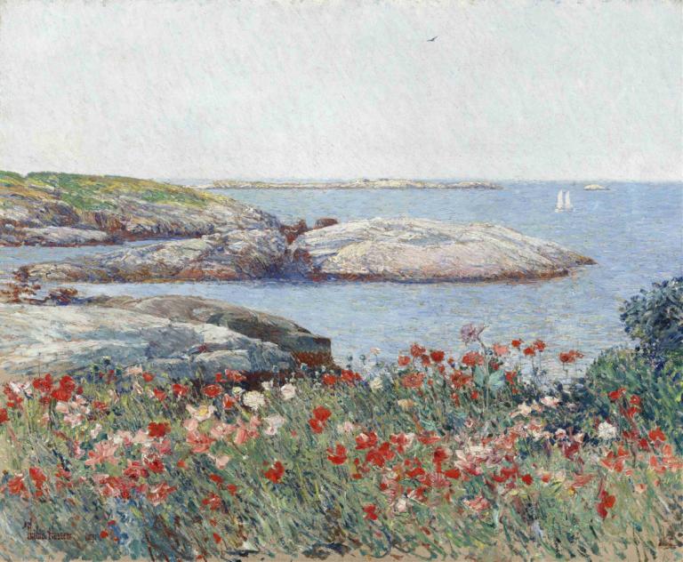 Poppies,Isles of Shoals,Bunga Poppy, Pulau-pulau Beting,Childe Hassam,Lukisan cat minyak,Lukisan cat minyak