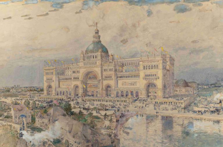 The MacKaye Spectatorium with Iowa Pavillion in Foreground, Columbian Exposition