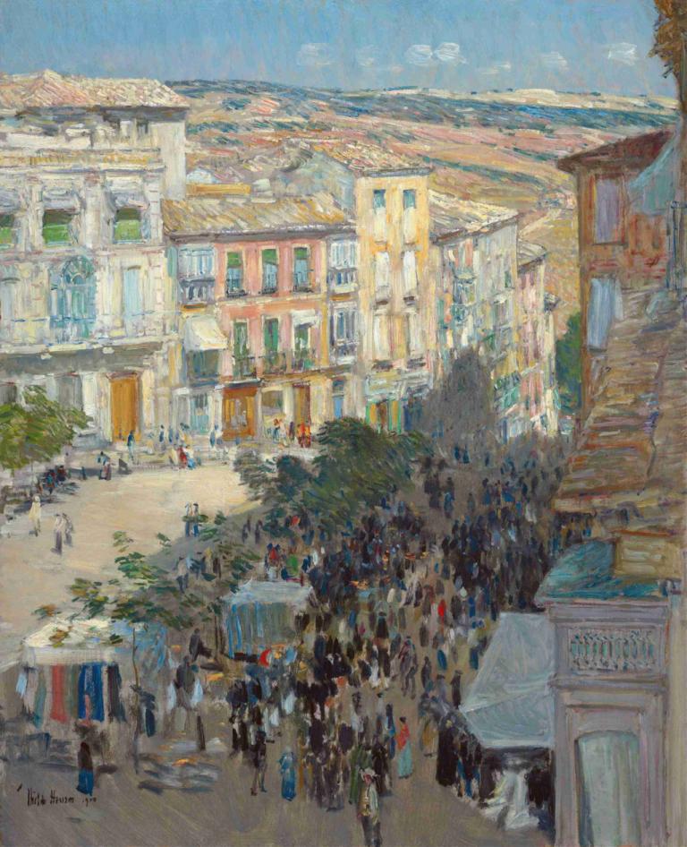 View of a Southern French City,Pemandangan Kota Prancis Selatan,Childe Hassam,Lukisan cat minyak