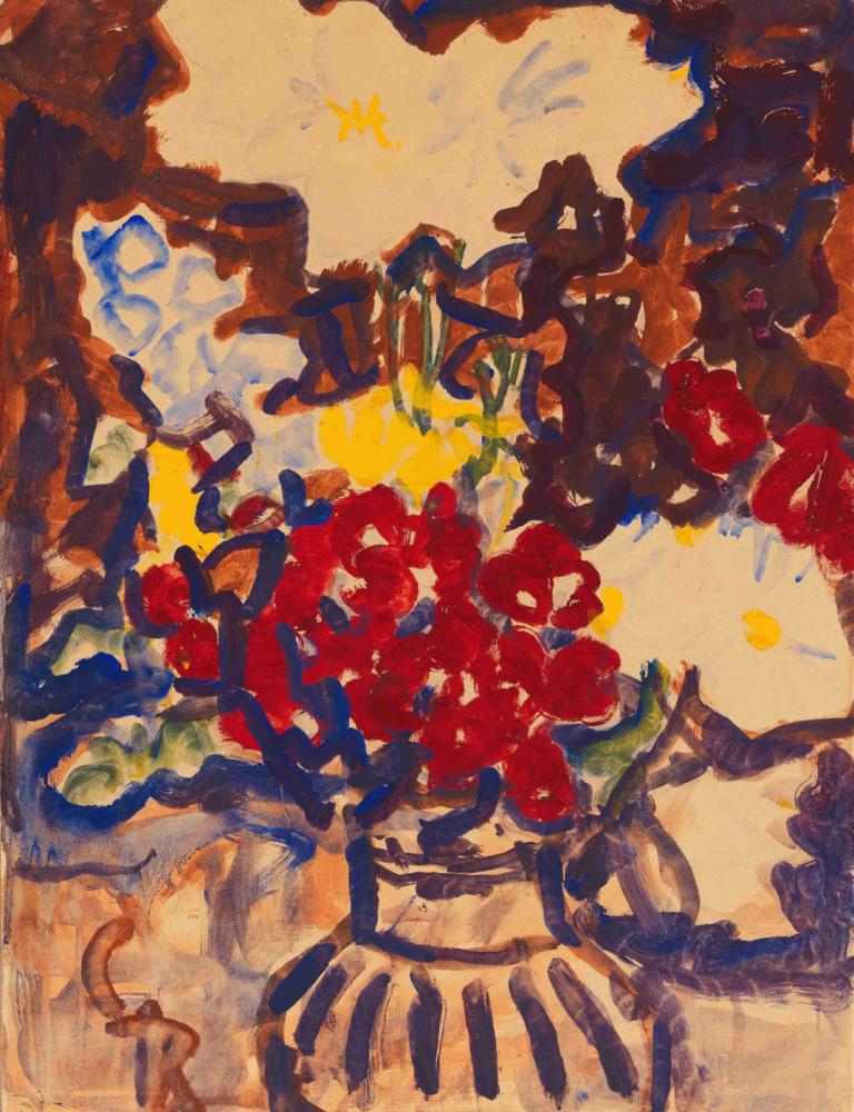 Bunter Sommerblumenstrauß,Bouquet colorato di fiori estivi,Christian Rohlfs,Pittura ad olio,Pittura ad olio