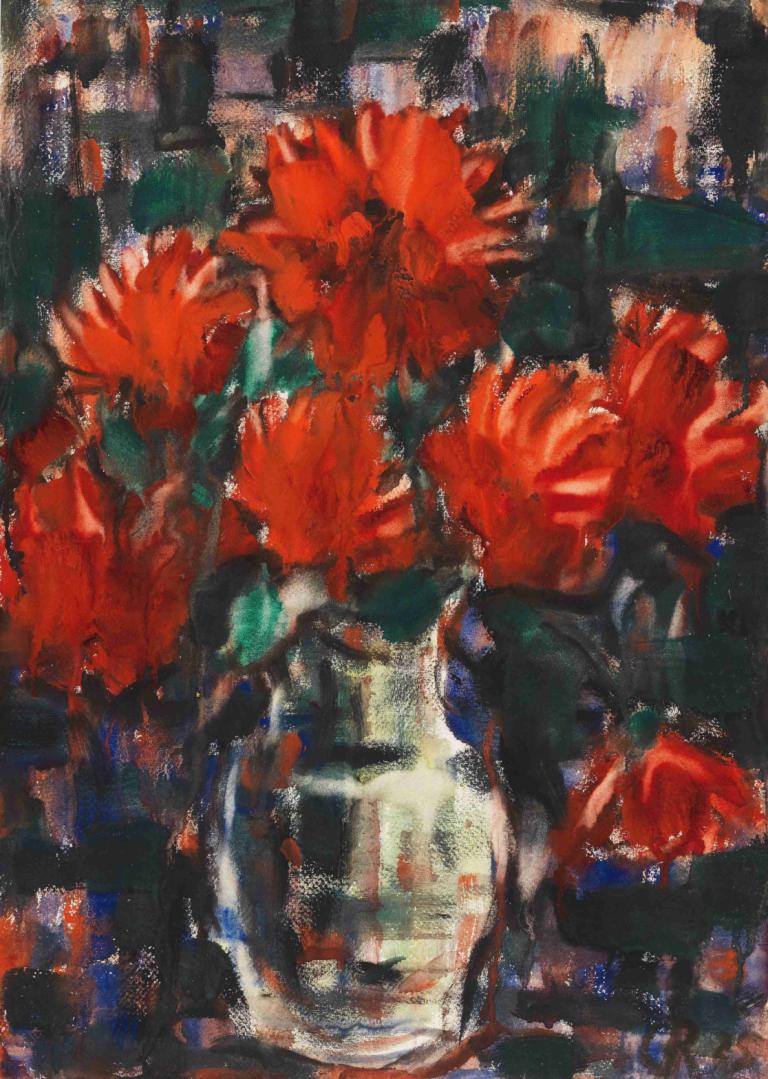 Dahlien,Christian Rohlfs,Oil Painting,Oil Painting, flower, red flower, solo, no humans, still life