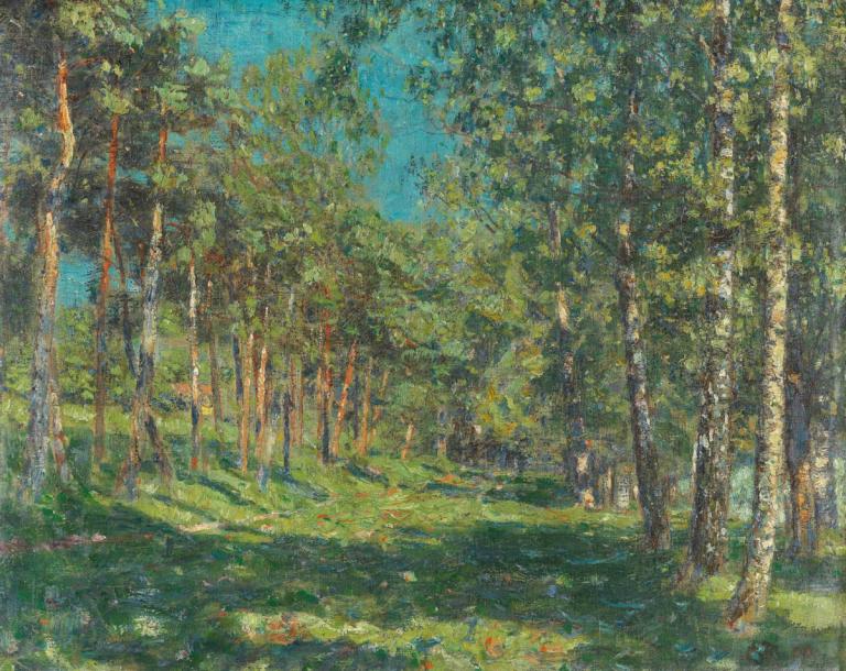 Forest,Skog,Christian Rohlfs,Oljemålning,Oljemålning, landskap, inga människor, utomhus, natur, träd, skog