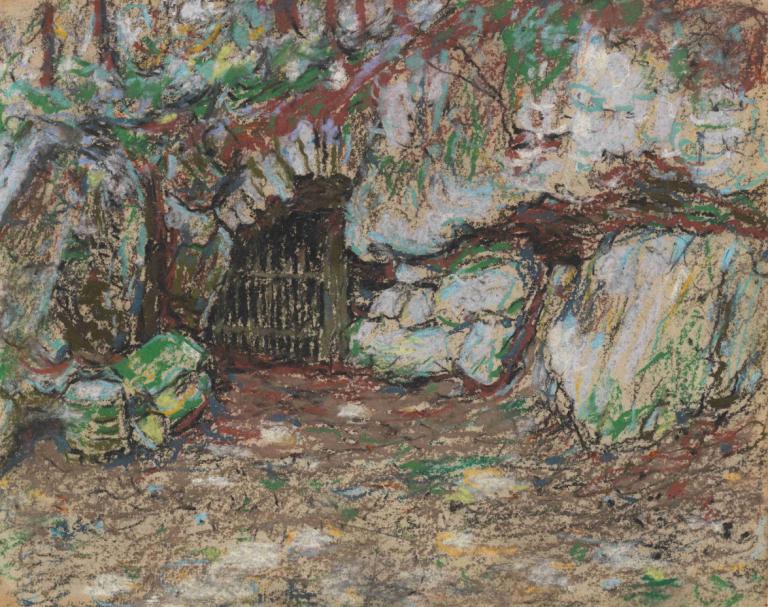 Grotte im Park Weimar,Grotte dans le parc de Weimar,Christian Rohlfs,Peinture à l'huile,Peinture à l'huile