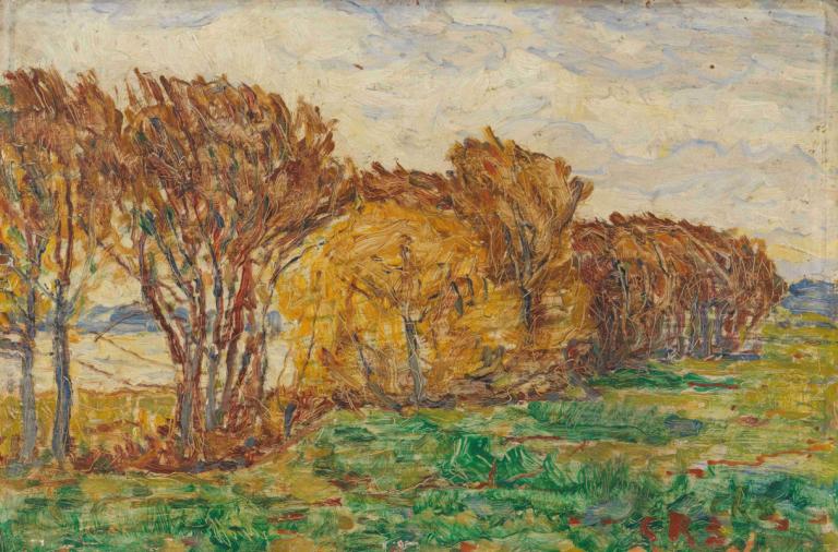 Herbstlandschaft,Paysage d'automne,Christian Rohlfs,Pastels,Pastels, arbre, pas d'humains, en plein air