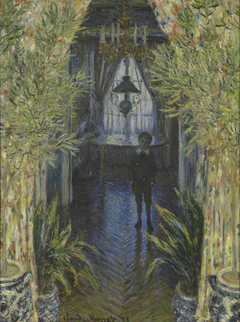 A Corner of the Apartment,Claude Monet,Oil Painting,Oil Painting, 1boy, plant, male focus, window, solo