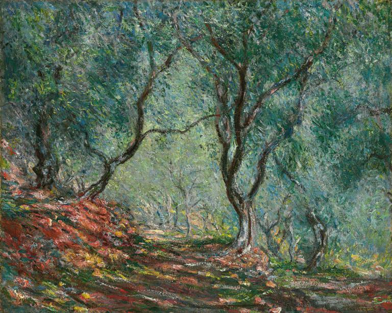 Bois d'oliviers au jardin Moreno,Claude Monet,Oil Painting,Oil Painting, no humans, scenery, tree, nature