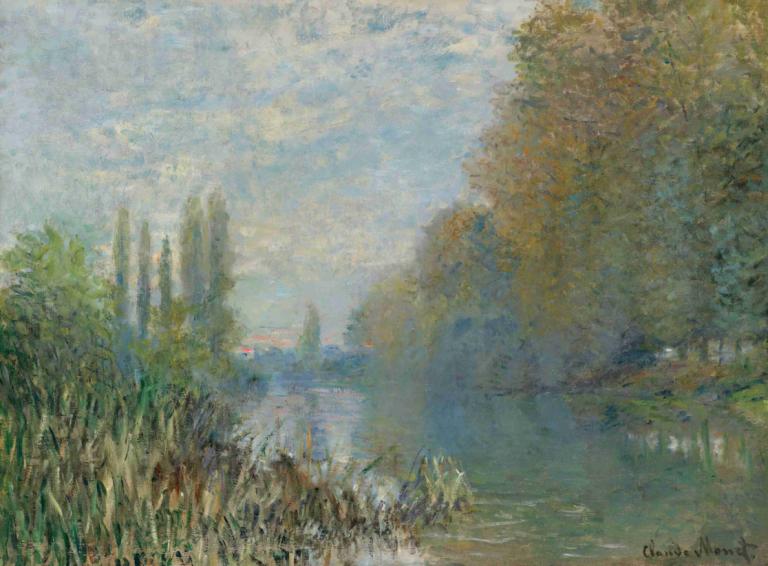 Bords De La Seine En Automne,De oevers van de Seine,Claude Monet,Olieverf,Olieverf, geen mensen, landschap