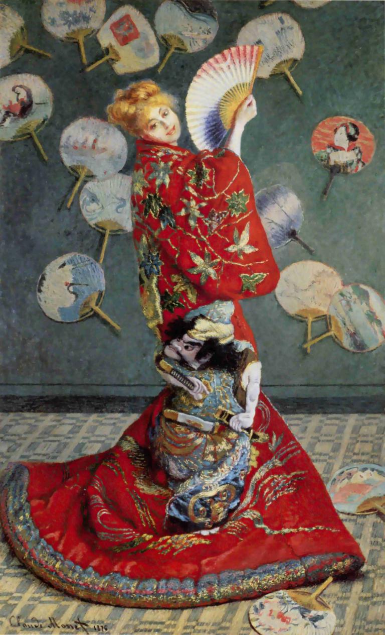 Camille Monet In Japanese Costume,Camille Monet in Japans kostuum,Claude Monet,Olieverf,Olieverf