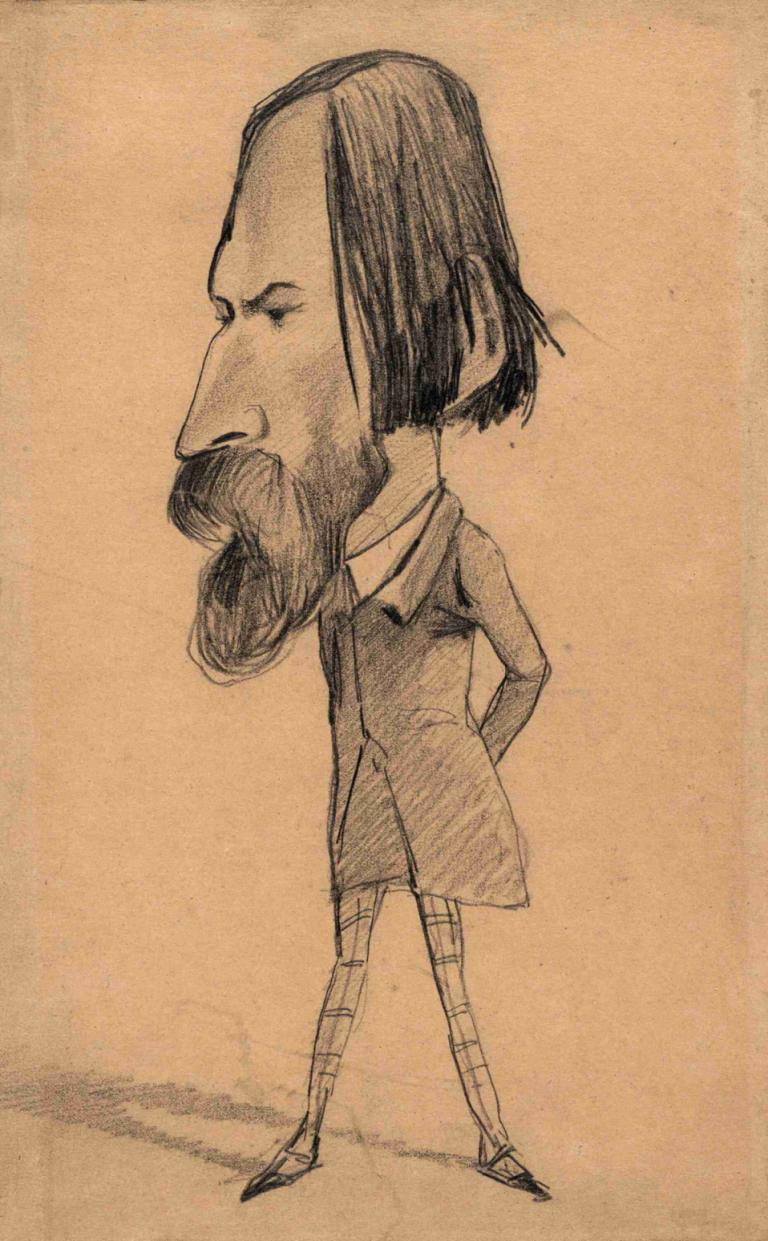 Caricature of Auguste Vacquerie,Karikatuur van Auguste Vacquerie,Claude Monet,Schetsen,Schetsen, solo