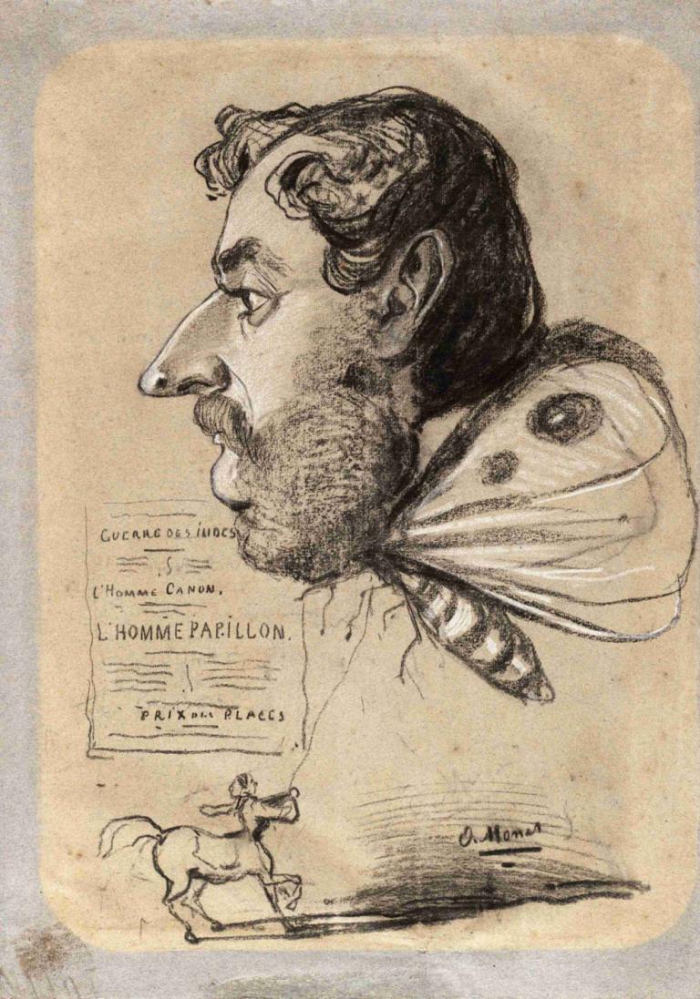 Caricature of Jules Didier ('Butterfly Man'),Karikatuur van Jules Didier ('Vlinderman'),Claude Monet,Schetsen