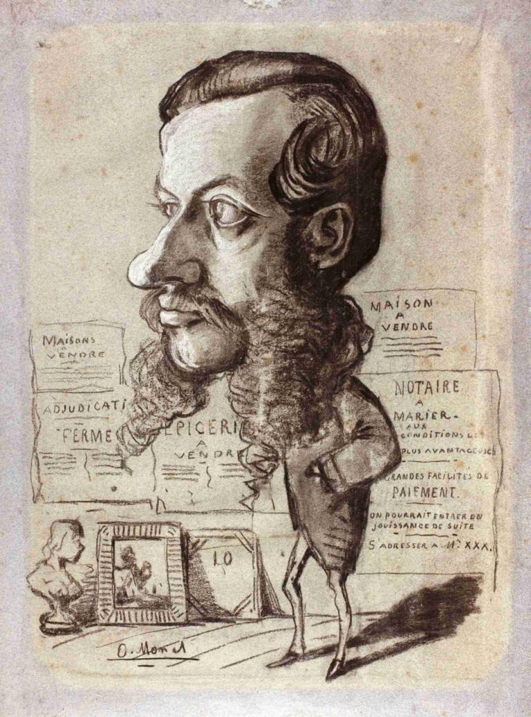 Caricature of Léon Manchon,Karikatuur van Léon Manchon,Claude Monet,Schetsen,Schetsen, 1 jongen, monochroom