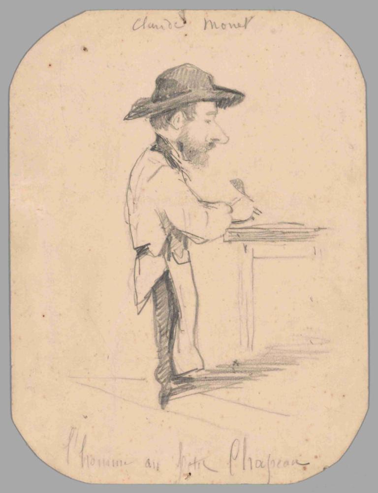 Caricature of a Man in the Small Hat,Karikatuur van een man met een kleine hoed,Claude Monet,Schetsen