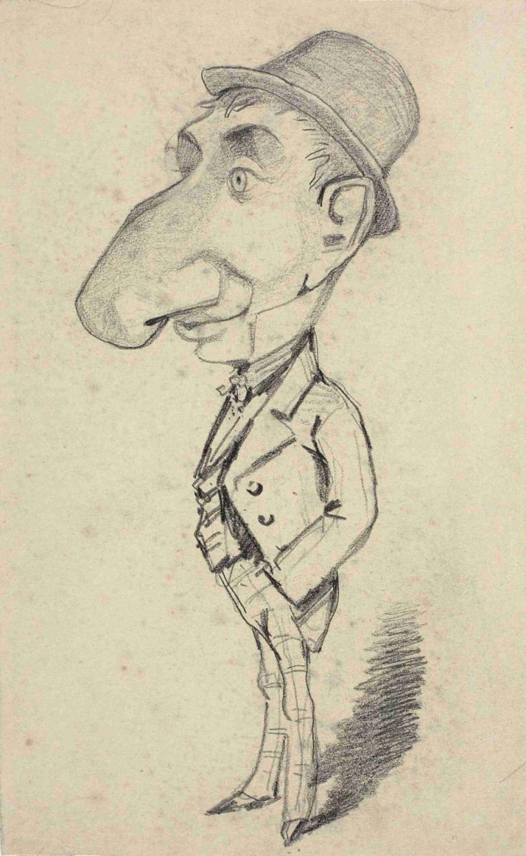 Caricature of a Man with a Large Nose,Karikatuur van een man met een grote neus,Claude Monet,Schetsen