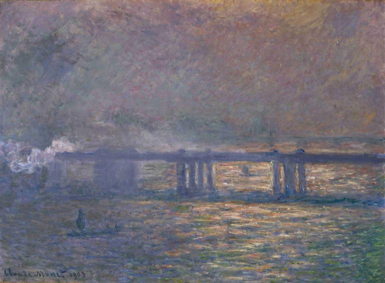 Charing Cross Bridge,Claude Monet,Olieverf,Olieverf, landschap, geen mensen, buitenshuis, traditionele media