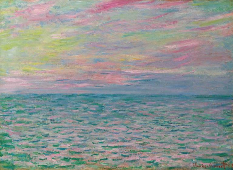 Coucher De Soleil À Pourville, Pleine Mer,Claude Monet,Oil Painting,Oil Painting, no humans