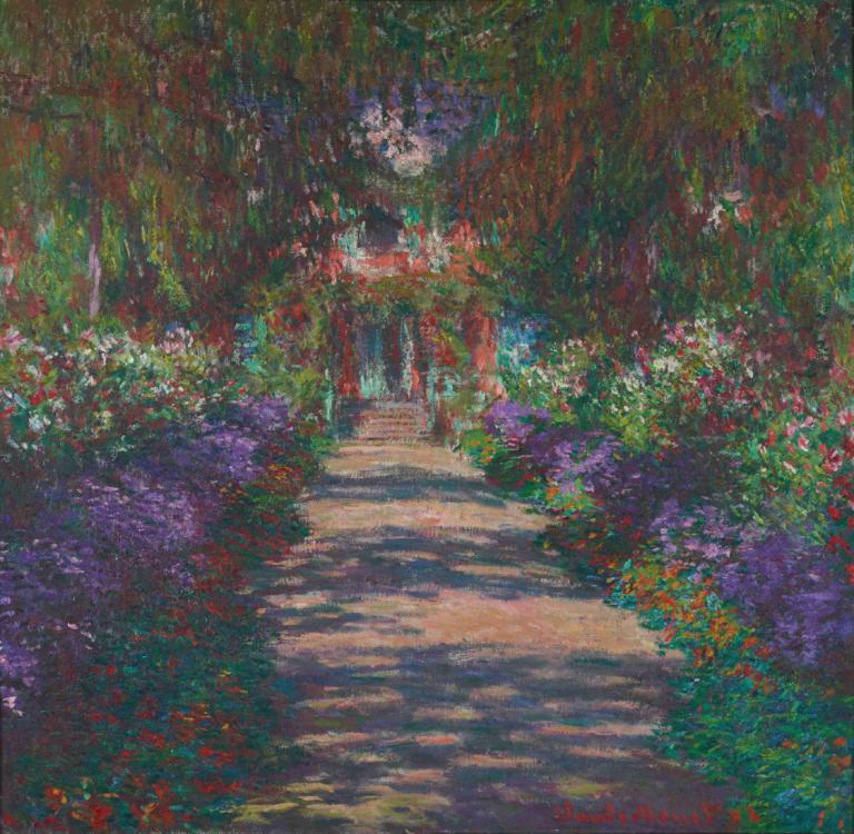 Eine Allee in Monets Garten in Giverny,Claude Monet,Oil Painting,Oil Painting, no humans, scenery, outdoors