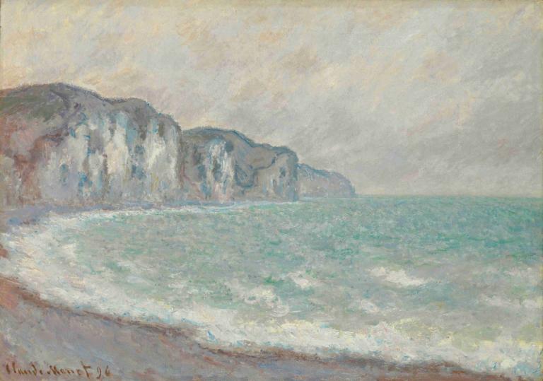 Falaise De Pourville,Claude Monet,Oil Painting,Oil Painting, no humans, outdoors, scenery, water, waves