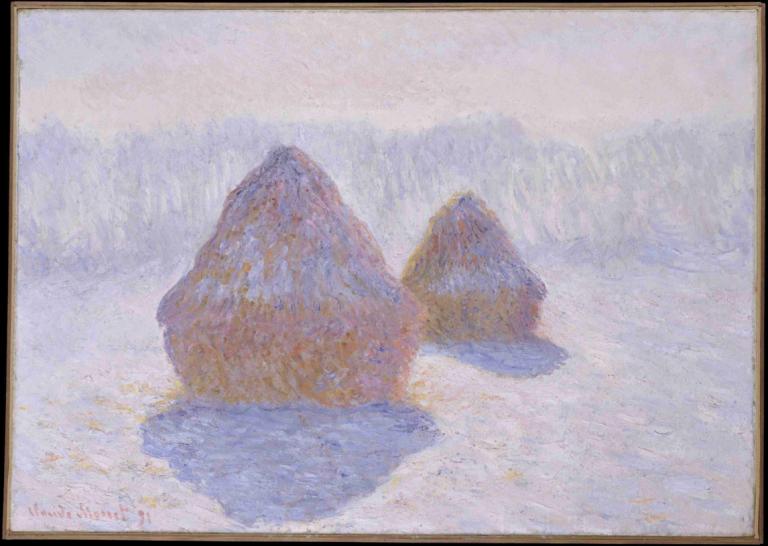 Haystacks (Effect of Snow and Sun),Claude Monet,Oil Painting,Oil Painting, no humans, border