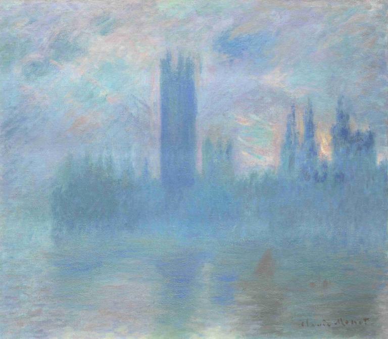 Houses of Parliament, London,Claude Monet,Oil Painting,Oil Painting, no humans, traditional media, scenery