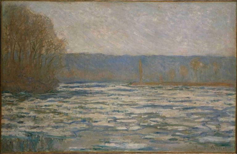 Ice breaking up on the Seine near Bennecourt,Lód pękający na Sekwanie w pobliżu Bennecourt,Claude Monet