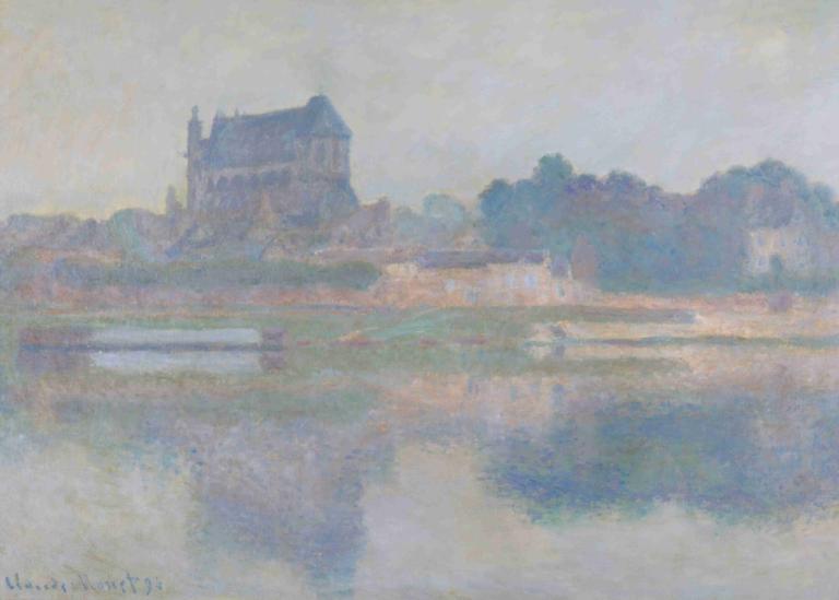 L'église De Vernon, Temps Gris,Claude Monet,Oil Painting,Oil Painting, no humans, outdoors, scenery