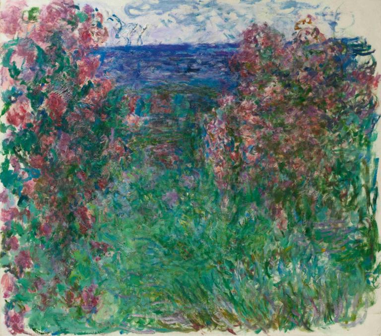 La Maison Dans Les Roses,Claude Monet,Oil Painting,Oil Painting, scenery, outdoors, no humans, sky, cloud