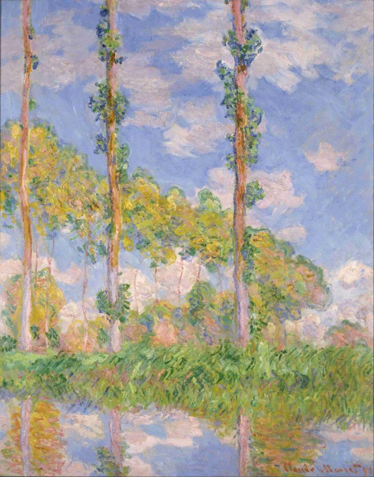 Poplars in the Sun,ต้นพะยูงกลางแดด,Claude Monet,คลัด โมเนต์,จิตรกรรมสีน้ำมัน,จิตรกรรมสีน้ำมัน, ไม่มีมนุษย์