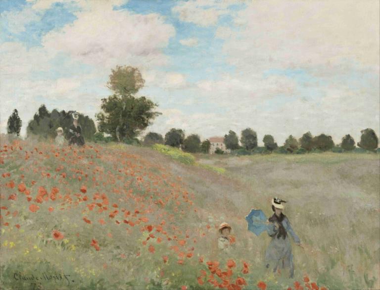 Poppy Field,ทุ่งดอกป๊อปปี้,Claude Monet,คลัด โมเนต์,จิตรกรรมสีน้ำมัน,จิตรกรรมสีน้ำมัน, กลางแจ้ง, สนาม, ต้นไม้