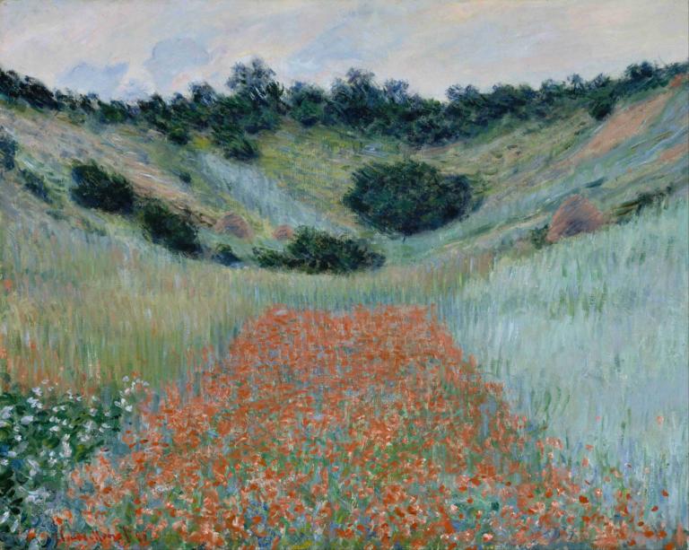 Poppy Field in a Hollow near Giverny,Claude Monet,Oil Painting,Oil Painting, scenery, outdoors, no humans