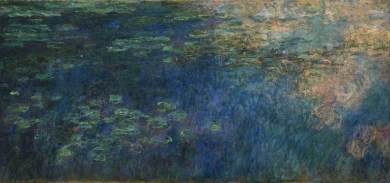 Reflections of Clouds on the Water-Lily Pond,Claude Monet,Oil Painting,Oil Painting, scenery, no humans