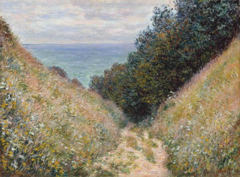 Road at La Cavée, Pourville,Claude Monet,Oil Painting,Oil Painting, no humans, scenery, outdoors