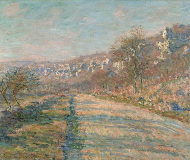 Road of La Roche-Guyon,Claude Monet,Oil Painting,Oil Painting, tree, outdoors, scenery, sky