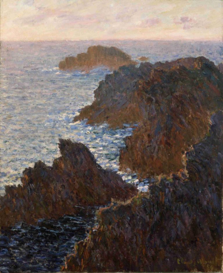 Rocks at Belle-Isle, Port-Domois,Claude Monet,Oil Painting,Oil Painting, no humans, scenery, outdoors