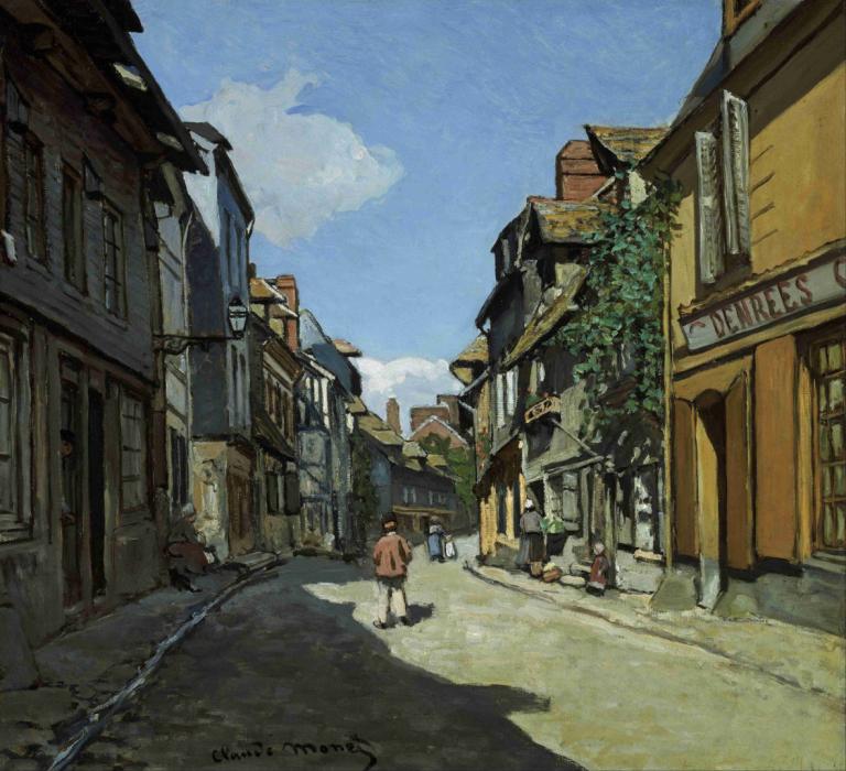 Rue de la Bavole, Honfleur,Claude Monet,Pittura ad olio,Pittura ad olio, all'aperto, cielo, scenario