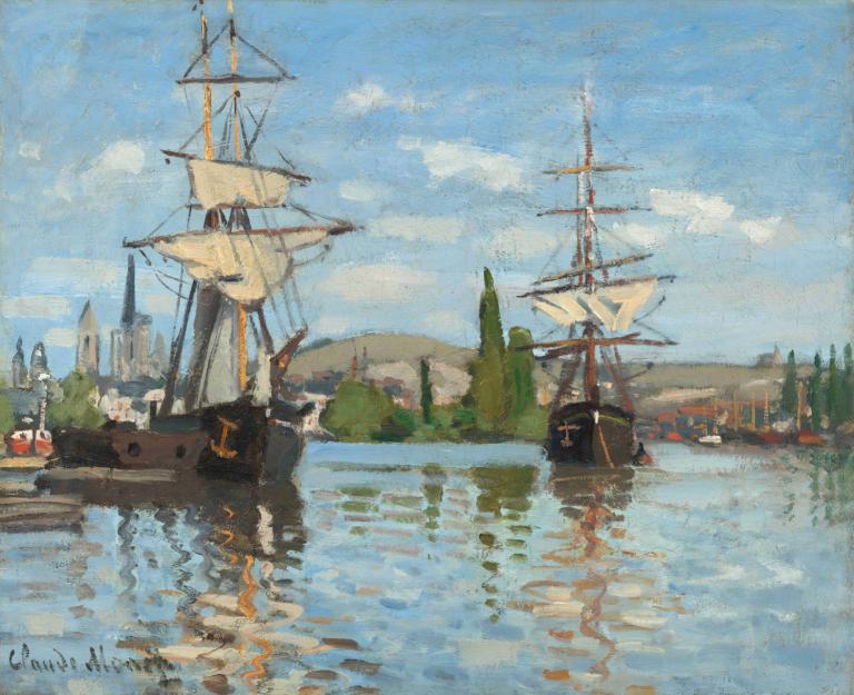 Ships Riding on the Seine at Rouen,Navi in navigazione sulla Senna a Rouen,Claude Monet,Pittura ad olio