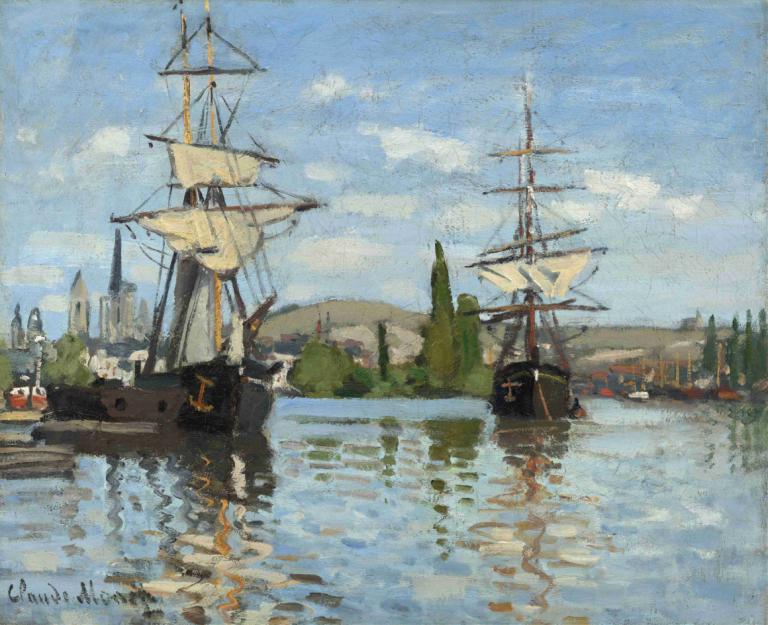 Ships Riding on the Seine at Rouen,Navi in navigazione sulla Senna a Rouen,Claude Monet,Pittura ad olio