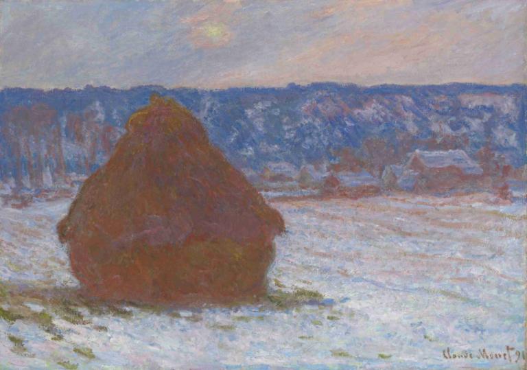 Stack of Wheat (Snow Effect, Overcast Day),Buğday Yığını (Kar Etkisi, Bulutlu Gün),Claude Monet,Yağlı boya